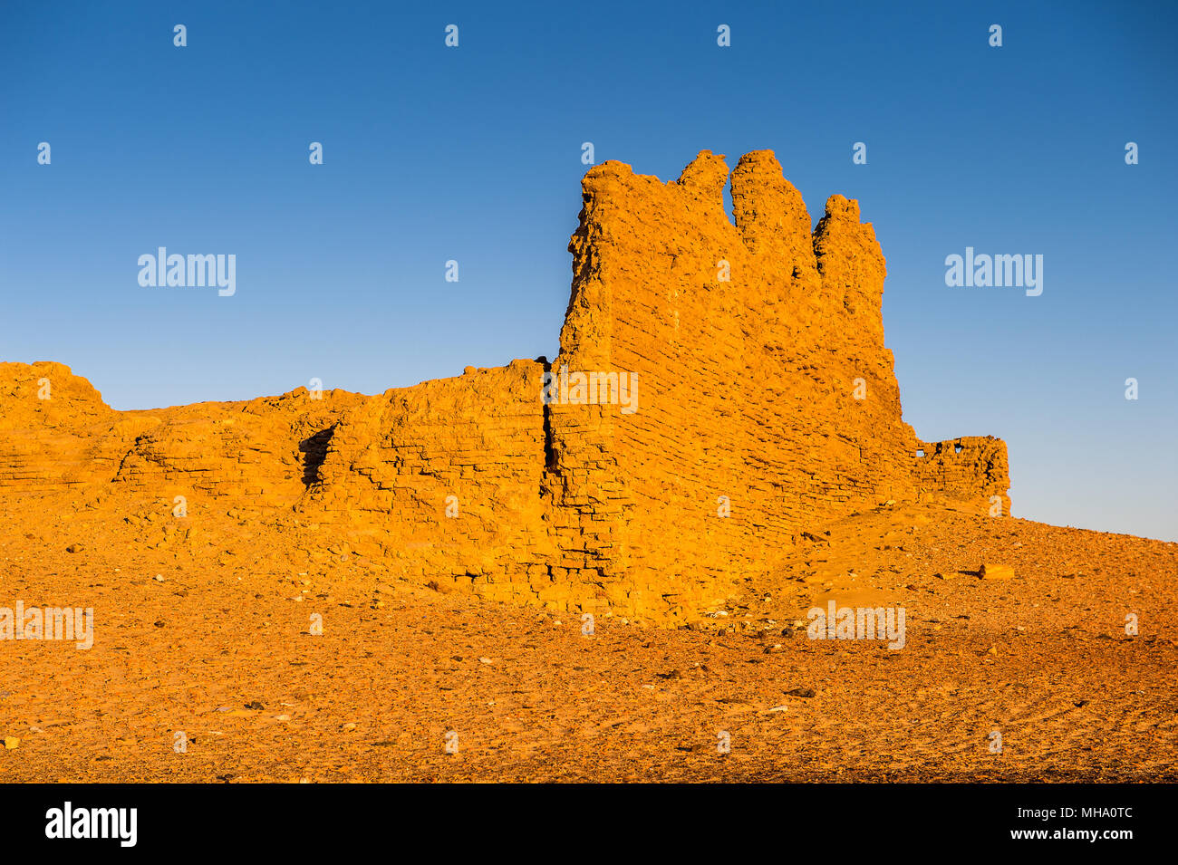 Ruins of the Nadora Temple in the Kharga Desert of Egypt Stock Photo