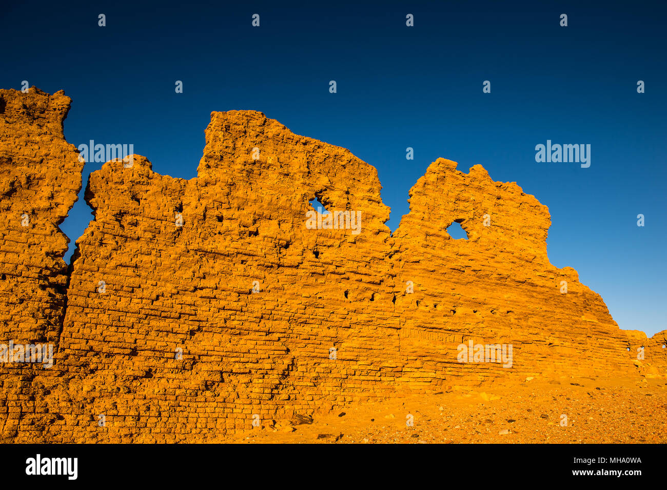Ruins of the Nadora Temple in the Kharga Desert of Egypt Stock Photo
