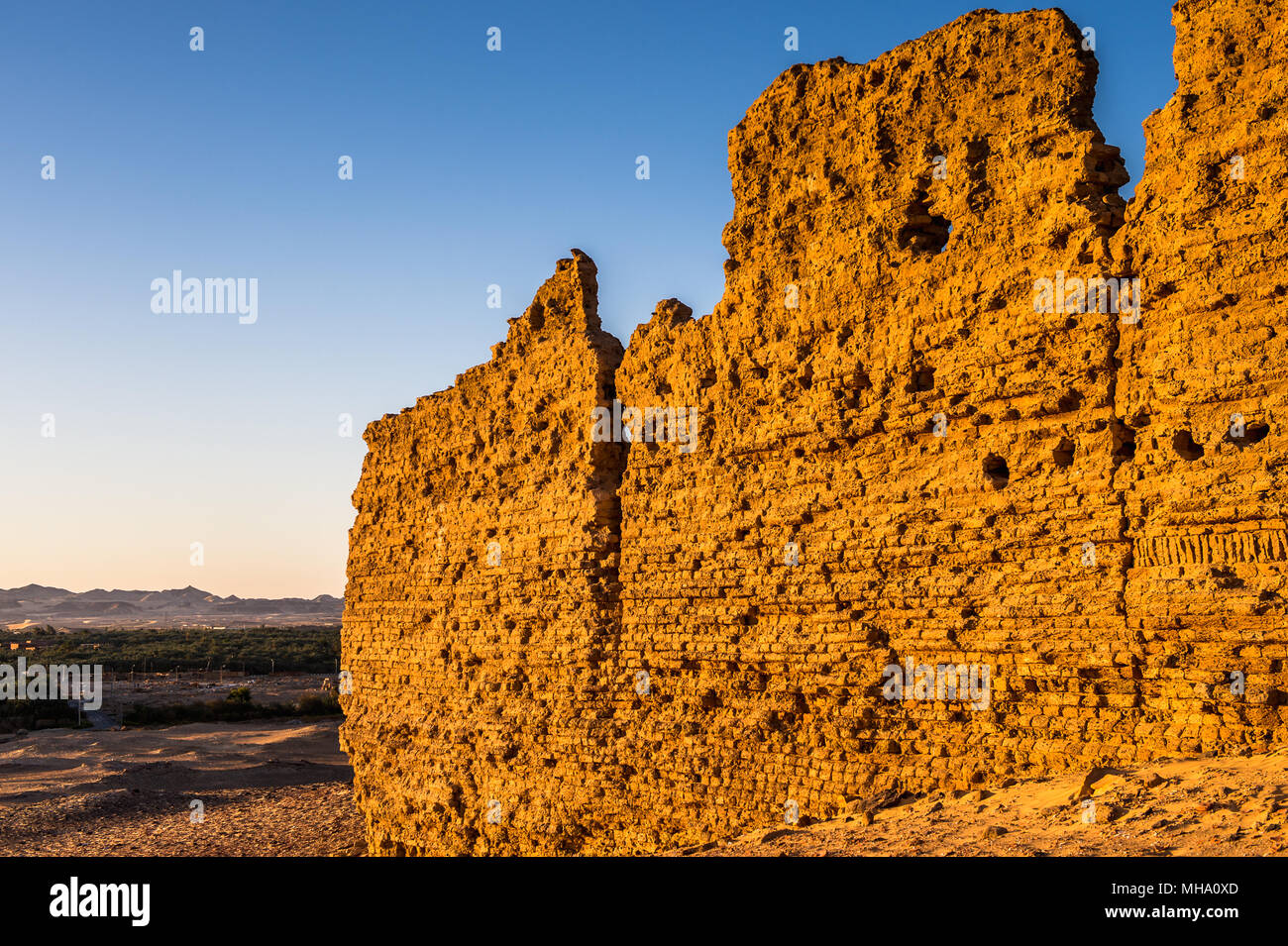 Ruins of the Nadora Temple in the Kharga Desert of Egypt Stock Photo