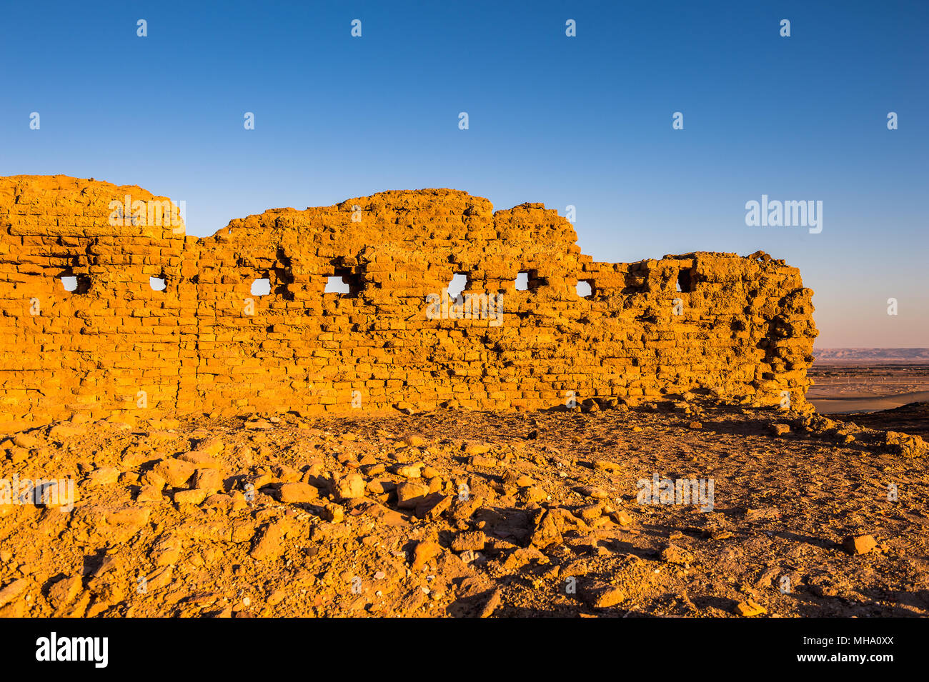 Ruins of the Nadora Temple in the Kharga Desert of Egypt Stock Photo