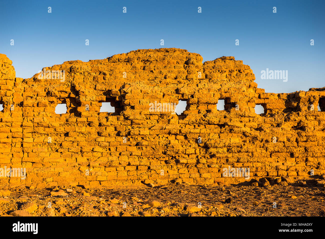Ruins of the Nadora Temple in the Kharga Desert of Egypt Stock Photo