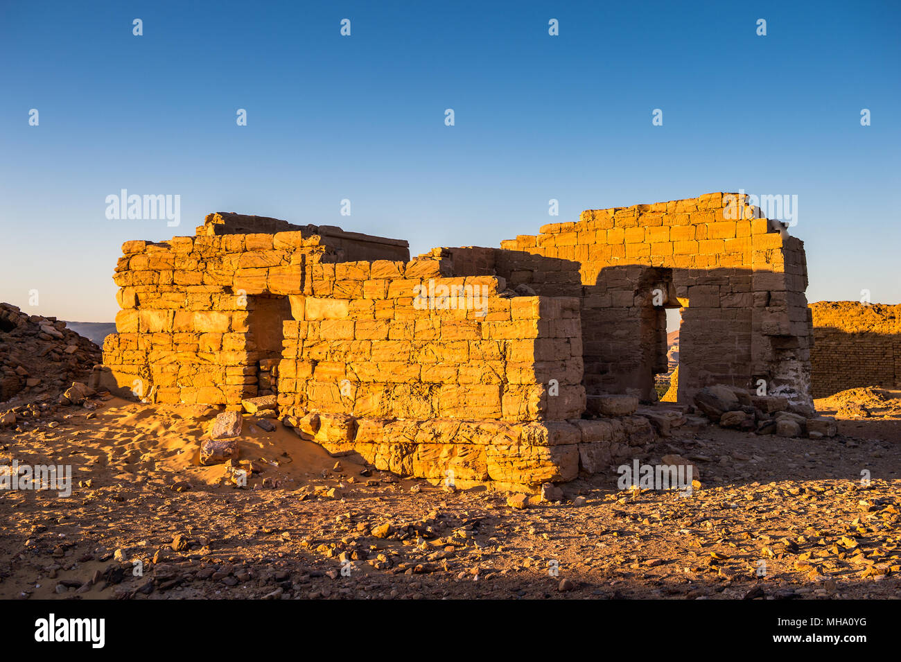 Ruins of the Nadora Temple in the Kharga Desert of Egypt Stock Photo
