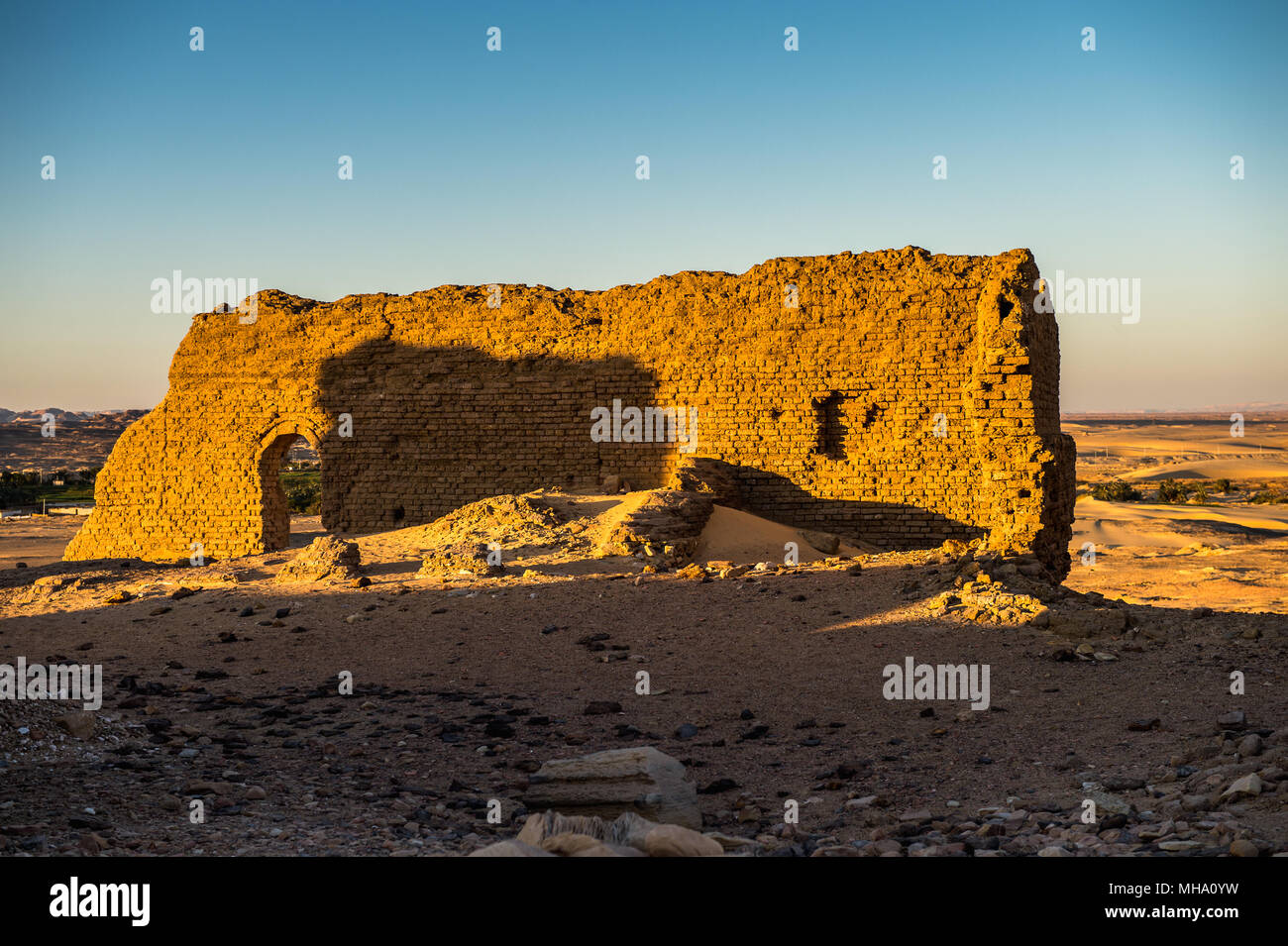 Ruins of the Nadora Temple in the Kharga Desert of Egypt Stock Photo