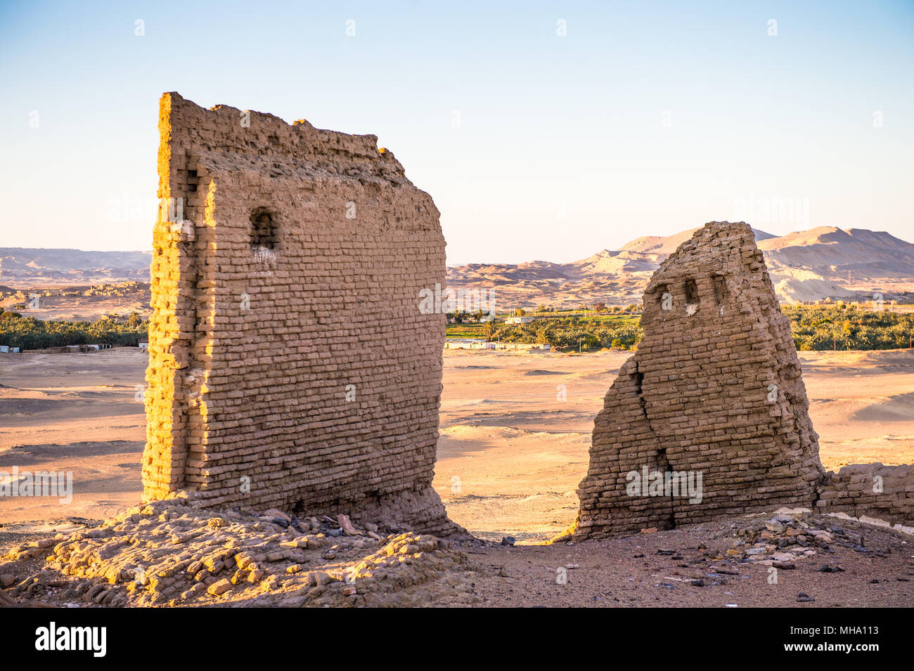 Ruins of the Nadora Temple in the Kharga Desert of Egypt Stock Photo