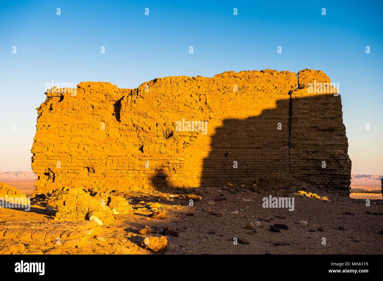 Ruins of the Nadora Temple in the Kharga Desert of Egypt Stock Photo