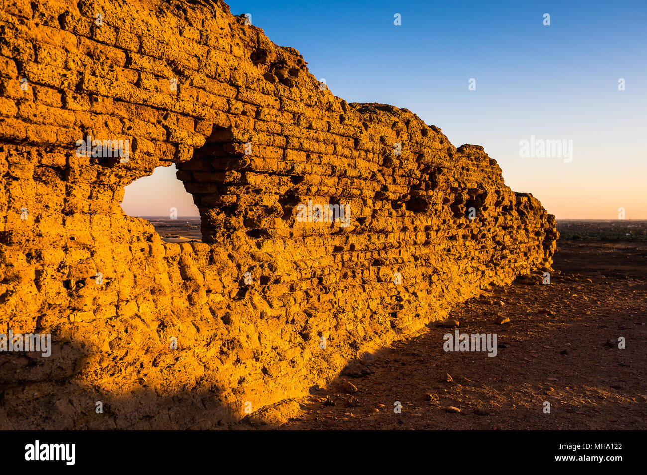 Ruins of the Nadora Temple in the Kharga Desert of Egypt Stock Photo