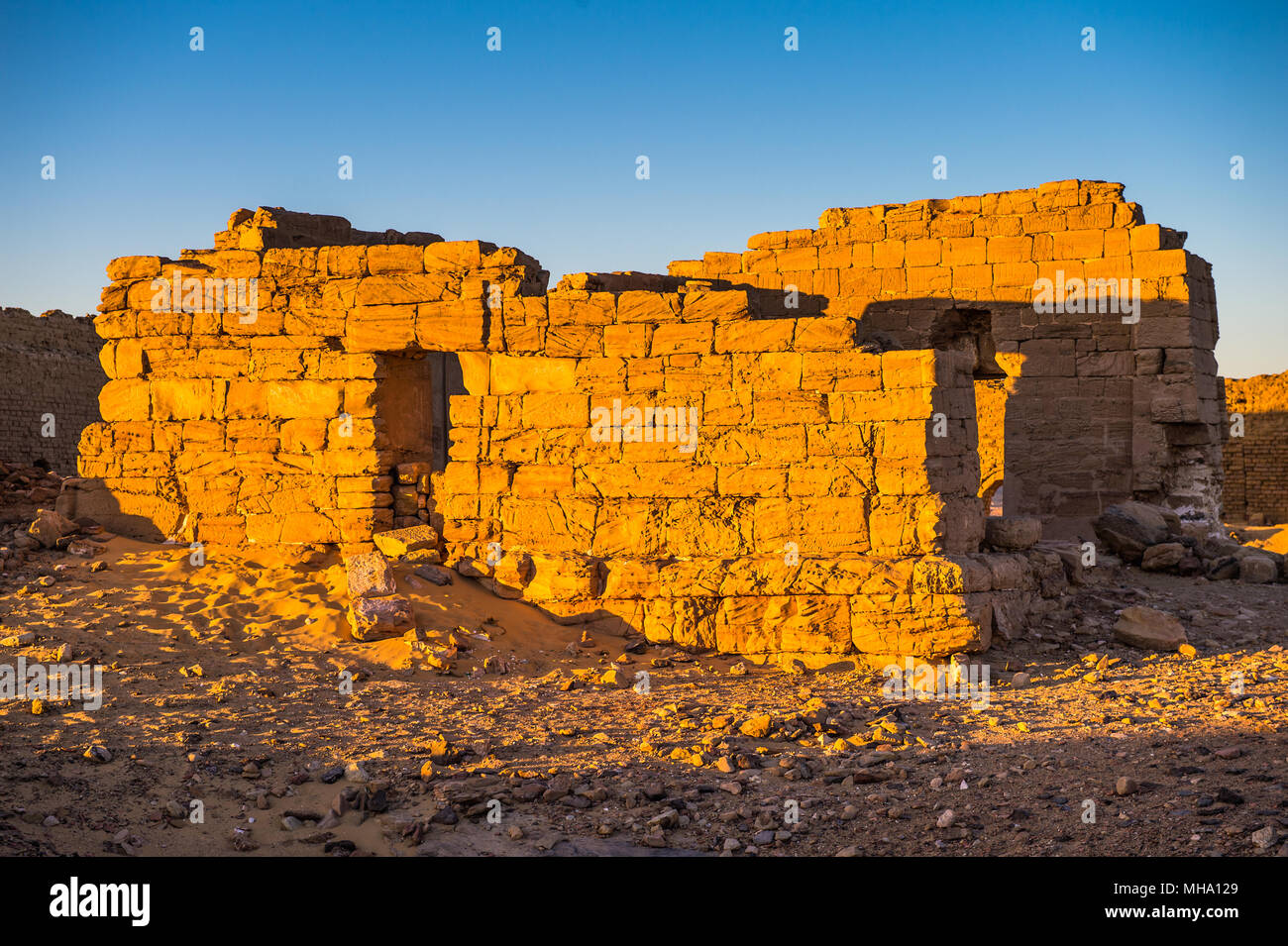 Ruins of the Nadora Temple in the Kharga Desert of Egypt Stock Photo