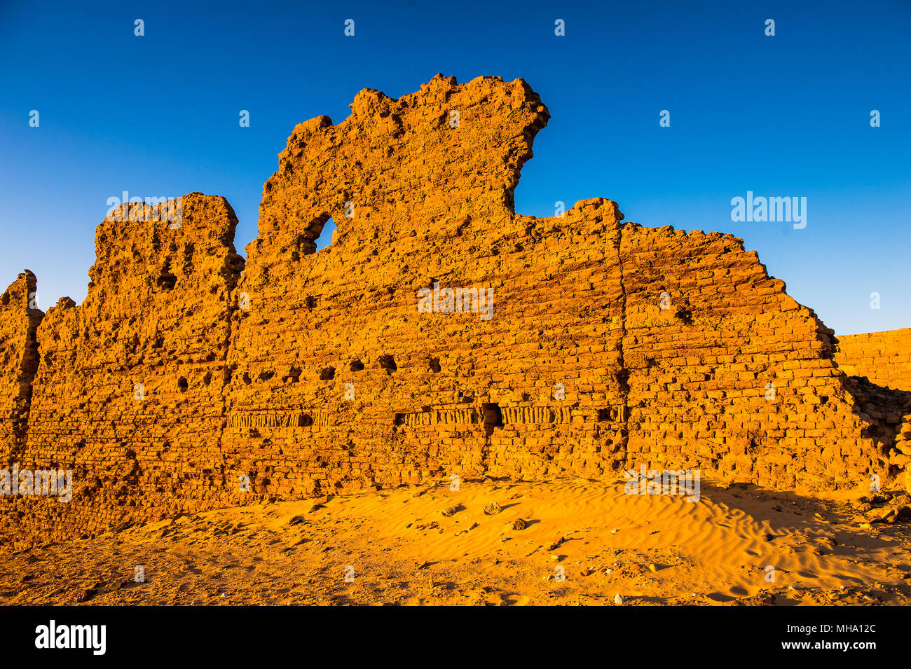 Ruins of the Nadora Temple in the Kharga Desert of Egypt Stock Photo