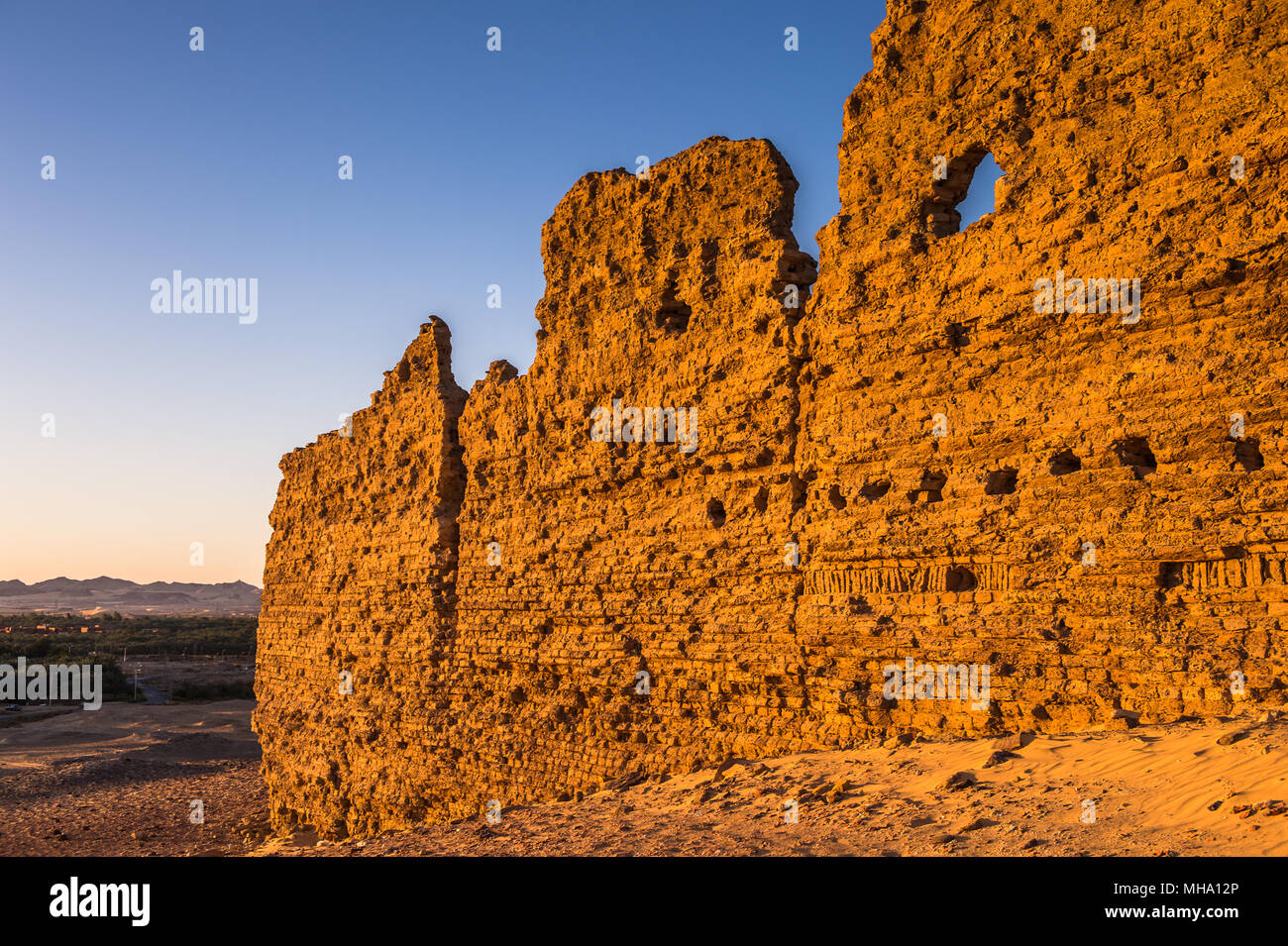 Ruins of the Nadora Temple in the Kharga Desert of Egypt Stock Photo