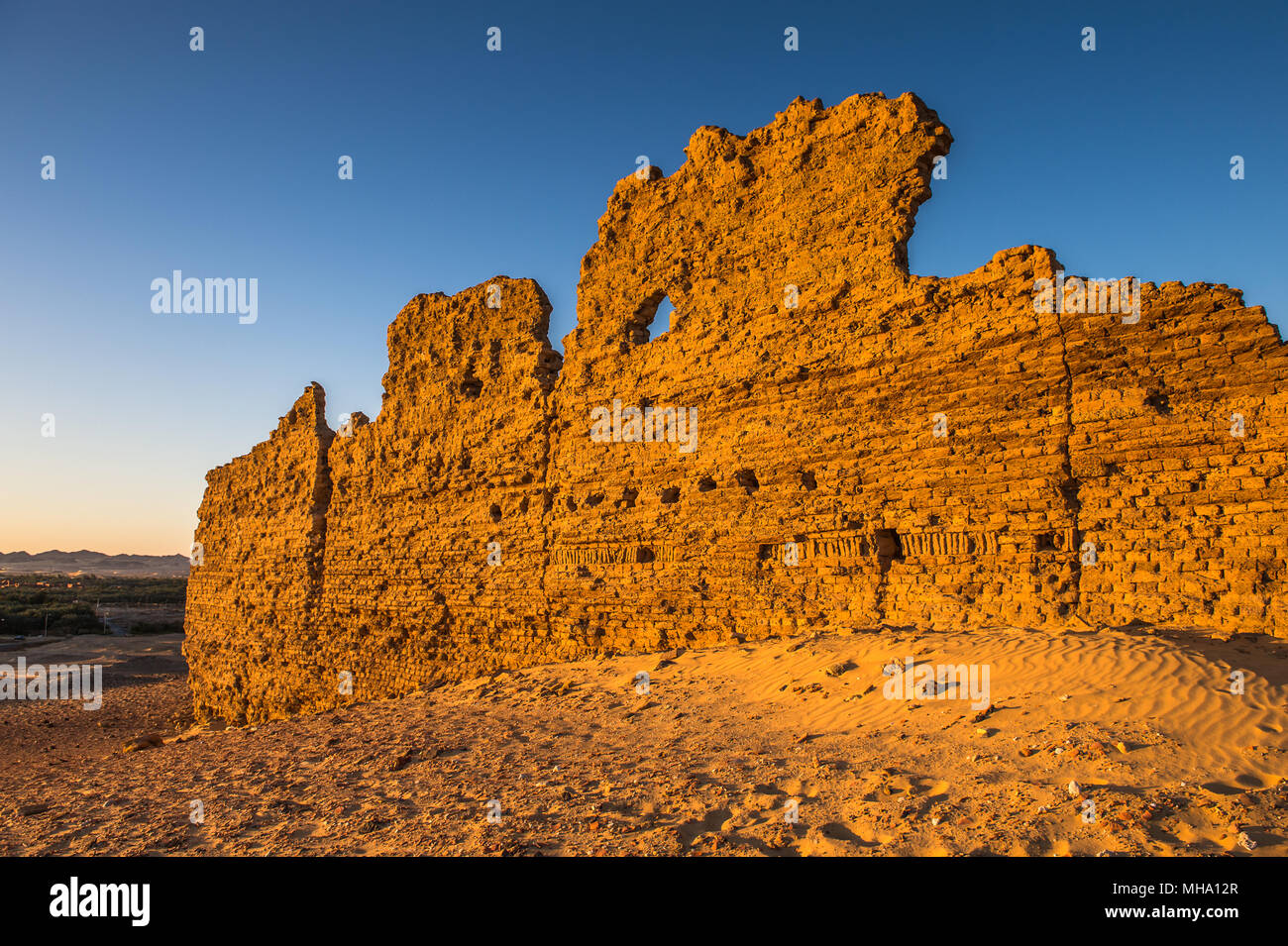 Ruins of the Nadora Temple in the Kharga Desert of Egypt Stock Photo