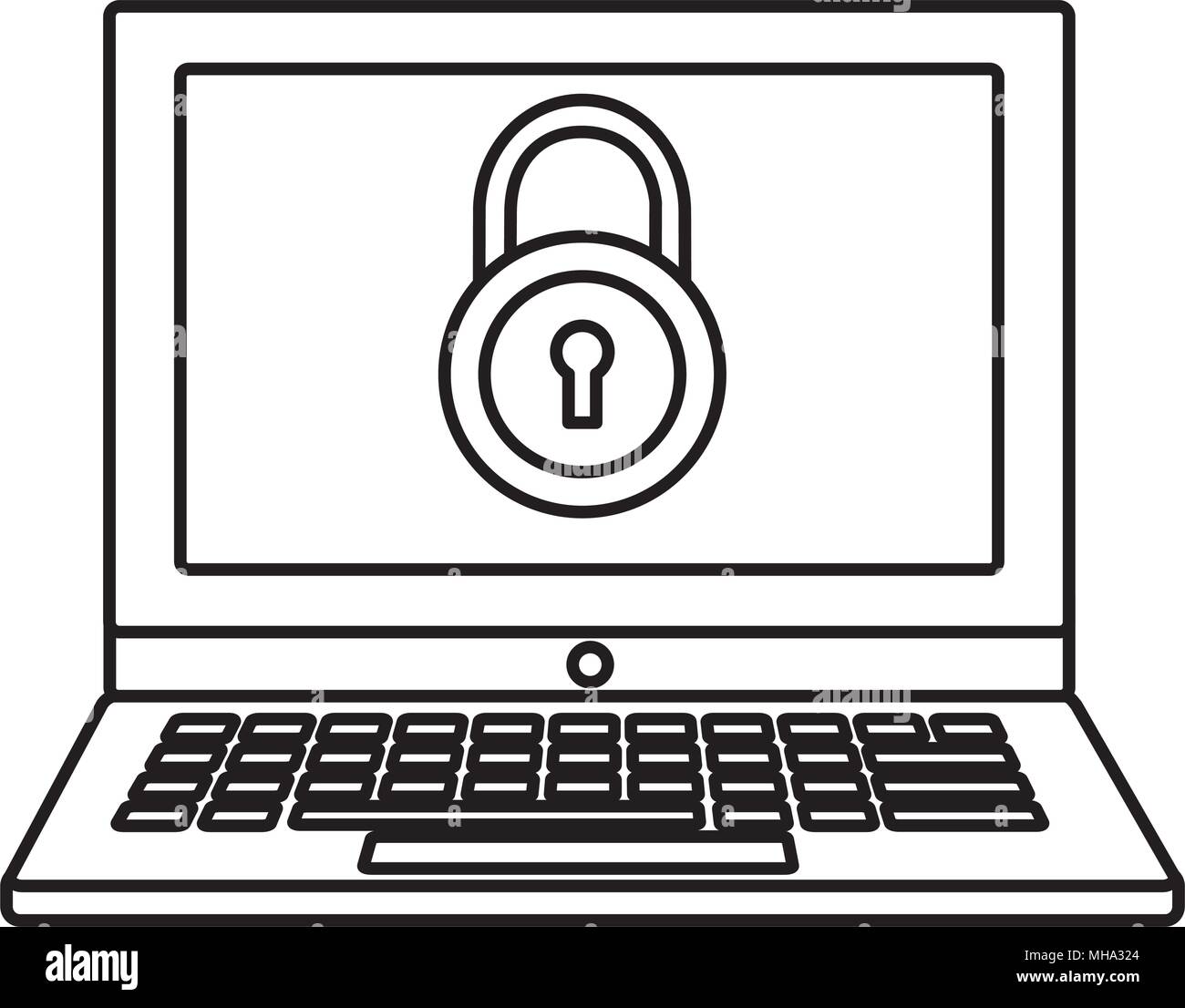 laptop computer with padlock vector illustration design Stock Vector ...