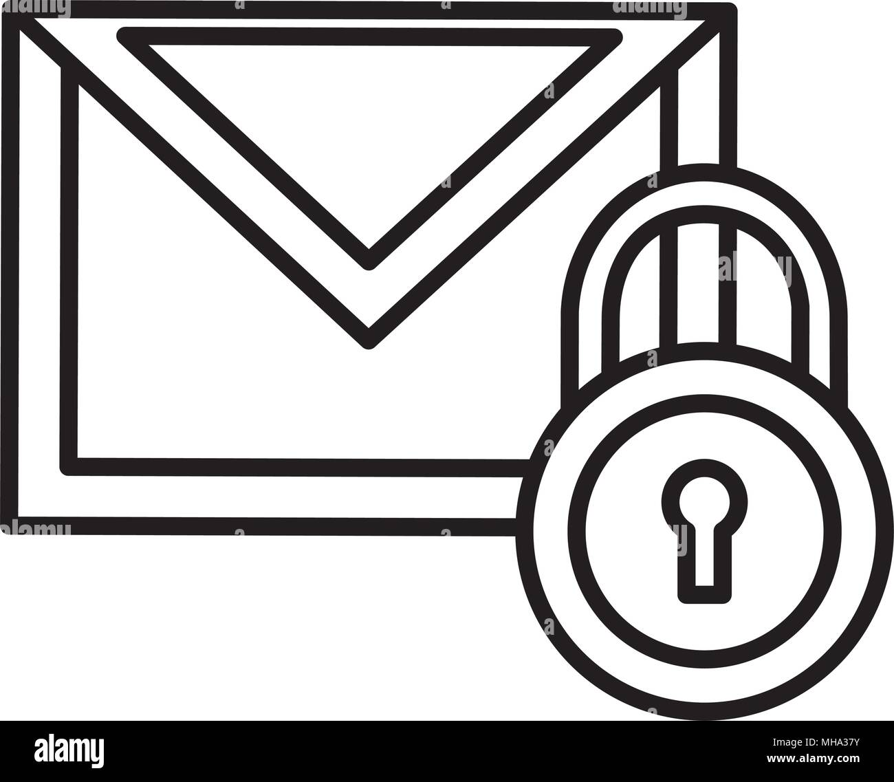 envelope mail message with padlock vector illustration design Stock Vector