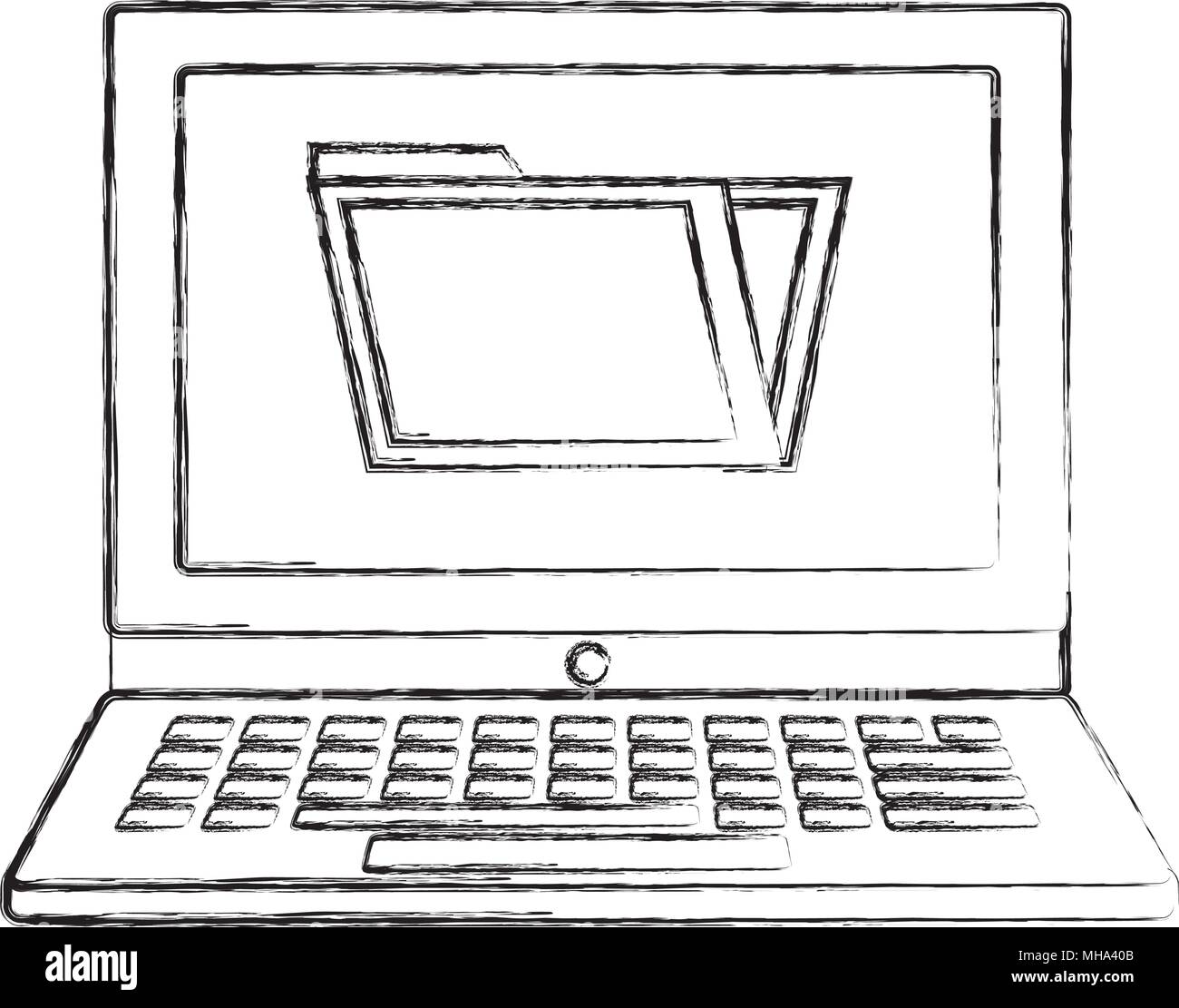 laptop computer with folder vector illustration design Stock Vector ...