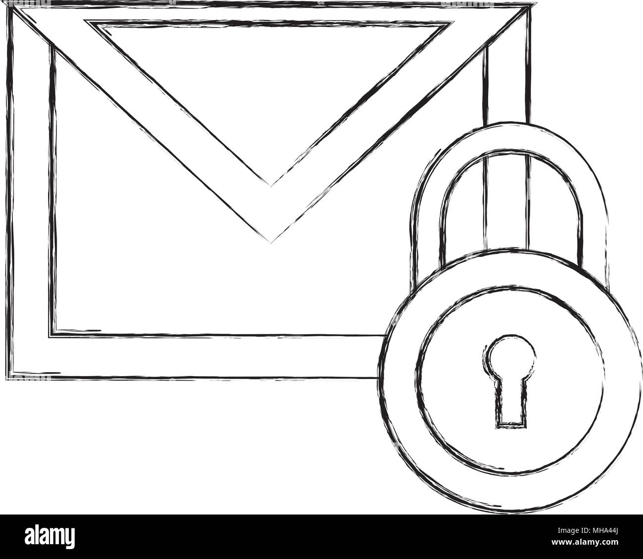 envelope mail message with padlock vector illustration design Stock Vector