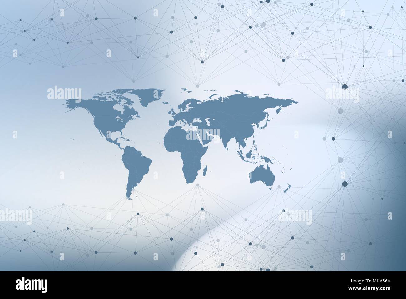 Geometric abstract background with connected lines and dots. Big data ...