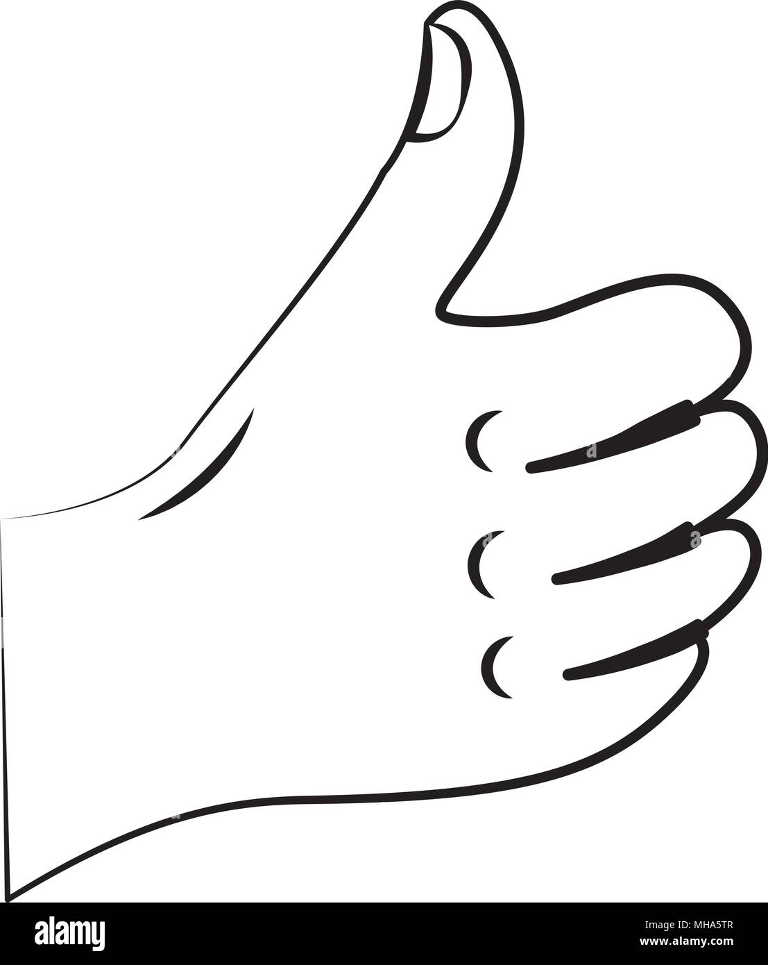 Hand sign comic retro pop Black and White Stock Photos & Images - Alamy