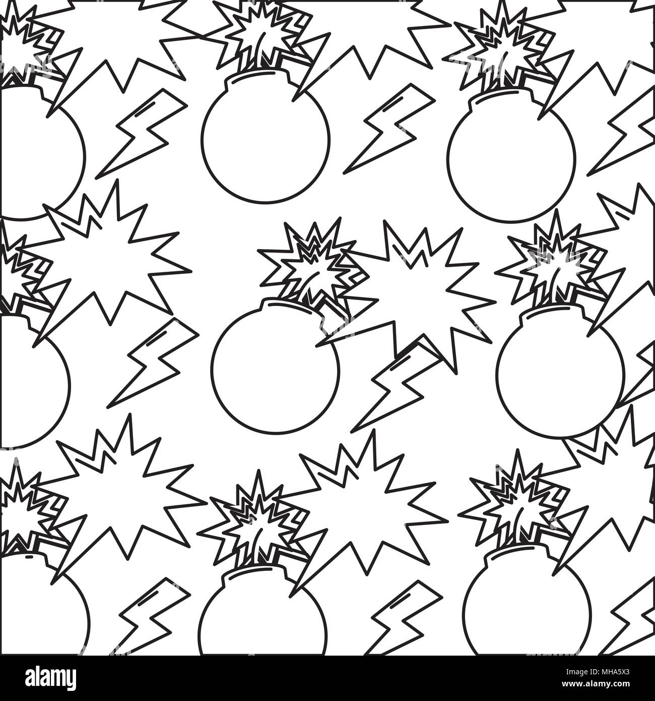 boom explosive and thunders pop art pattern vector illustration design Stock Vector