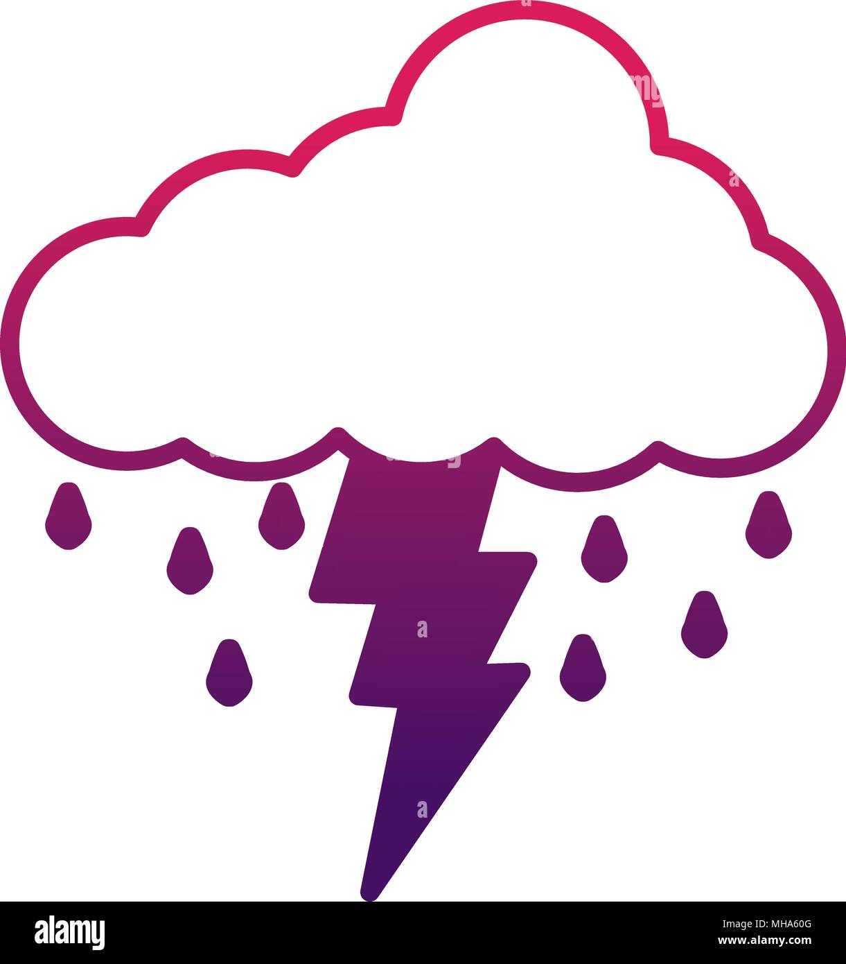cloud lightning raindrops weather image vector illustration degraded ...