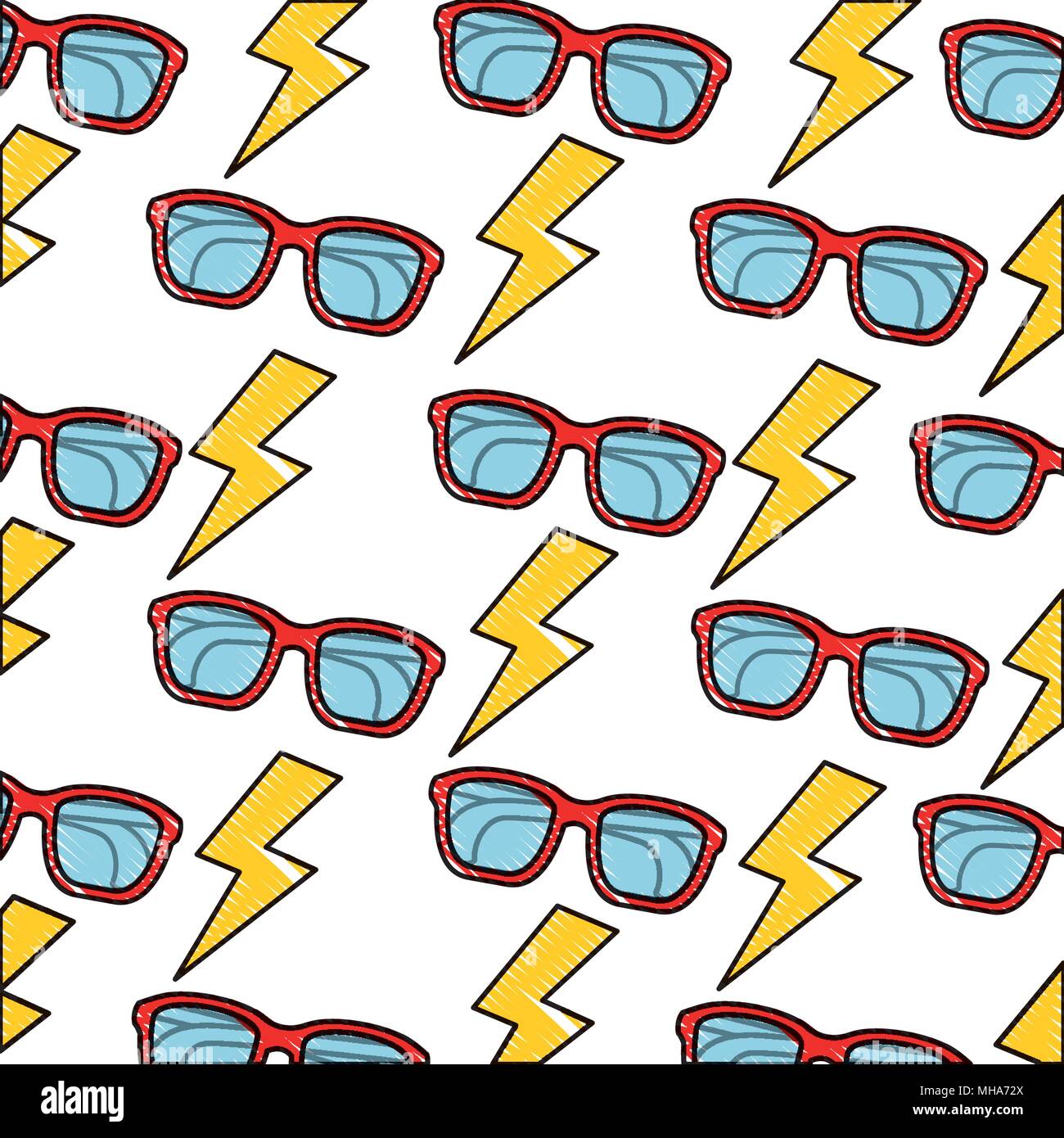 background glasses lightning retro pop art comic vector illustration