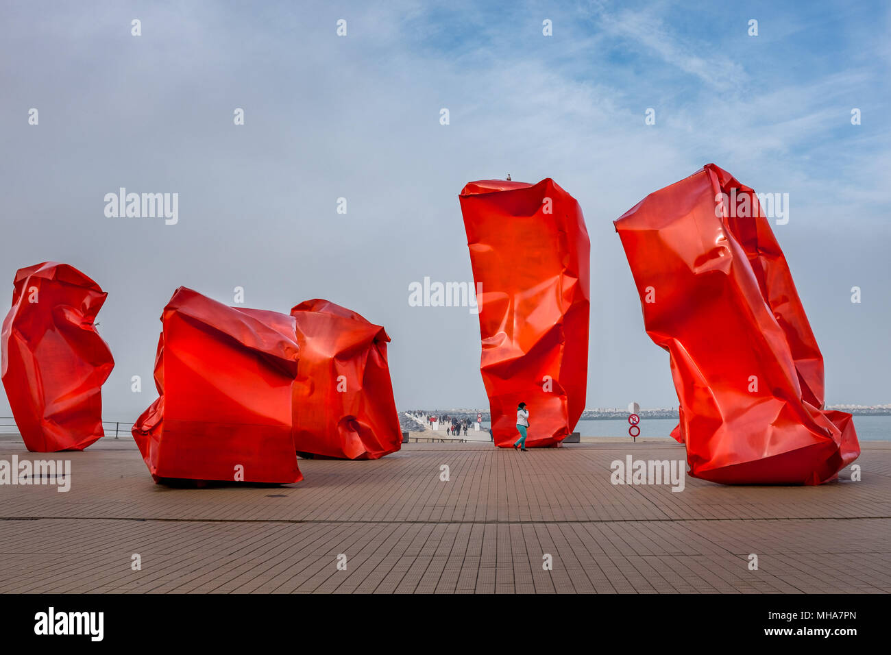 Image shows the artwork 'Rock Strangers' of Arne Quinze in Oostende in Belgium Stock Photo