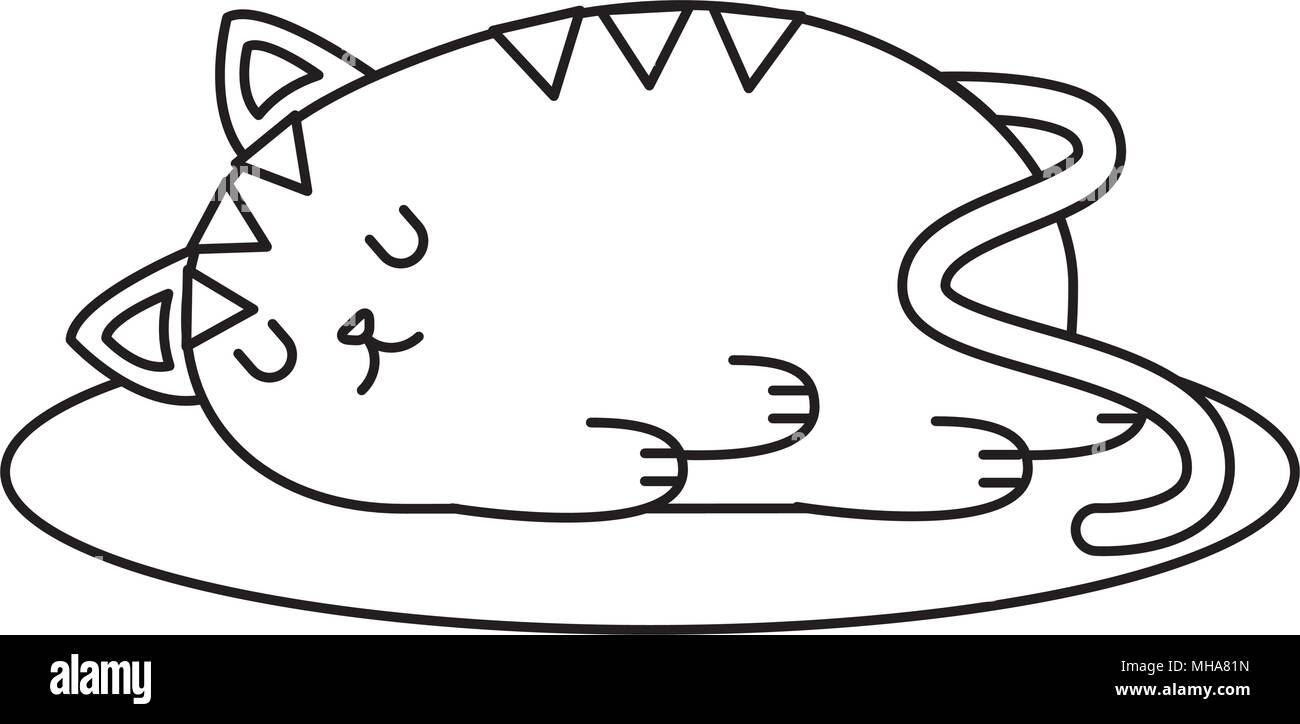 cute cat sleeping kawaii character vector illustration design Stock ...