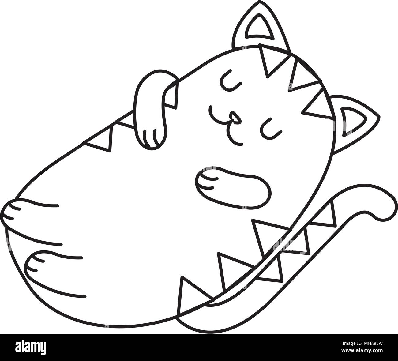 cute cat sleeping kawaii character vector illustration design Stock ...