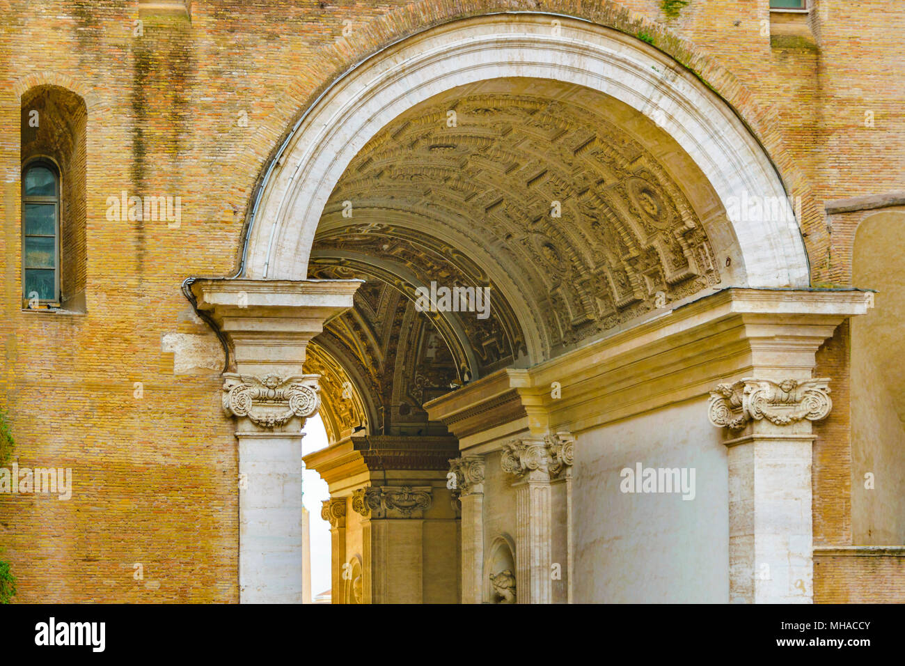ROME, ITALY, JANUARY - 2018 - Exterior view of one of exterior halls at vatican museum Stock Photo