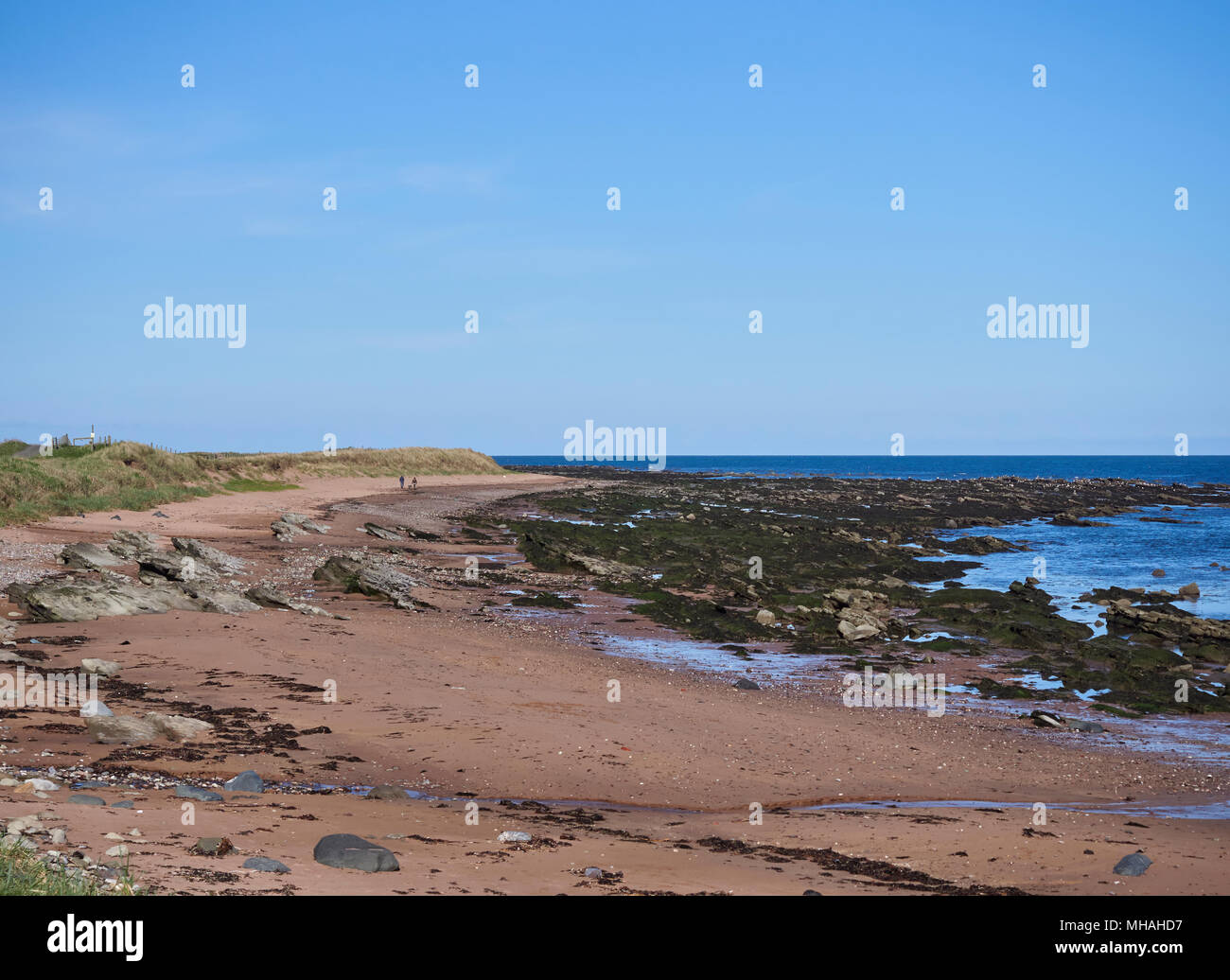Airbroth Rocks Dog Walkers in the distance on part of the Beach between East Haven and ...