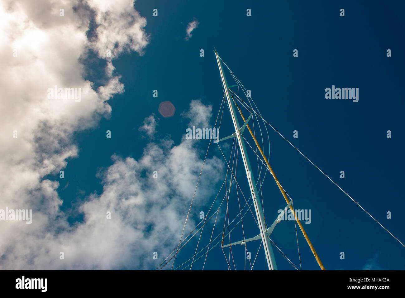 Catamaran Mast while Sailing in the Caribbean Stock Photo Alamy