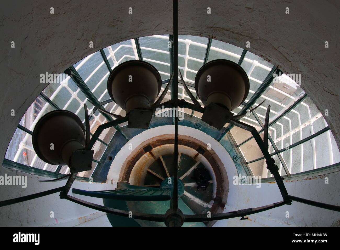 Whitby West Pier Lighthouse Interior Stock Photo