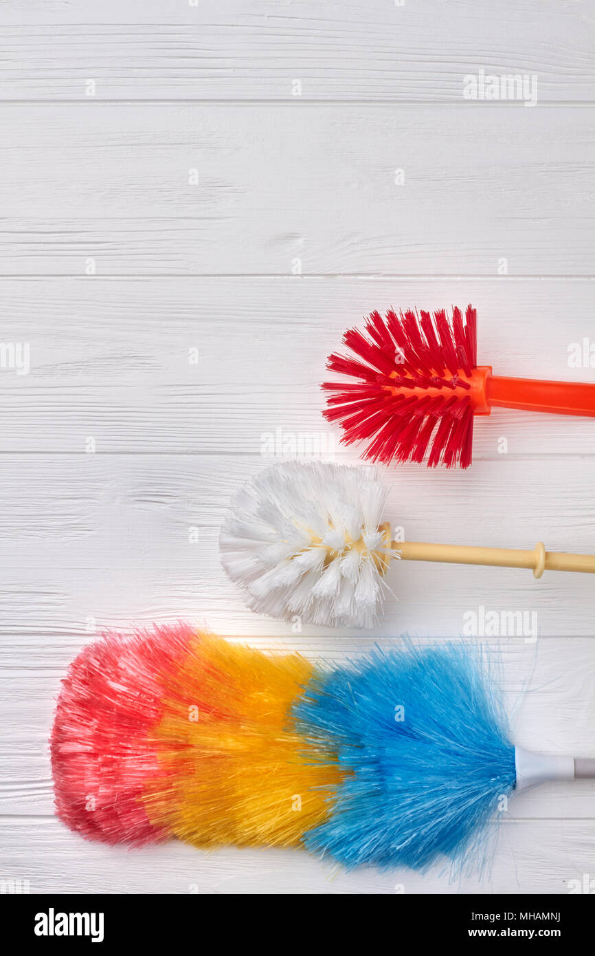 Set of brushes for house cleaning Stock Photo Alamy