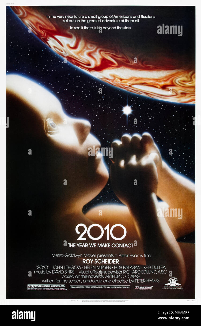 2010 (1984) directed by Peter Hyams and starring Roy Scheider, John Lithgow and Helen Mirren. A joint American-Soviet space mission is sent to Jupiter to investigate the U.S.S. Discovery One’s fate in this sequel to Arthur C. Clarke and Stanley Kubrick’s masterpiece 2001: A Space Odyssey. Stock Photo