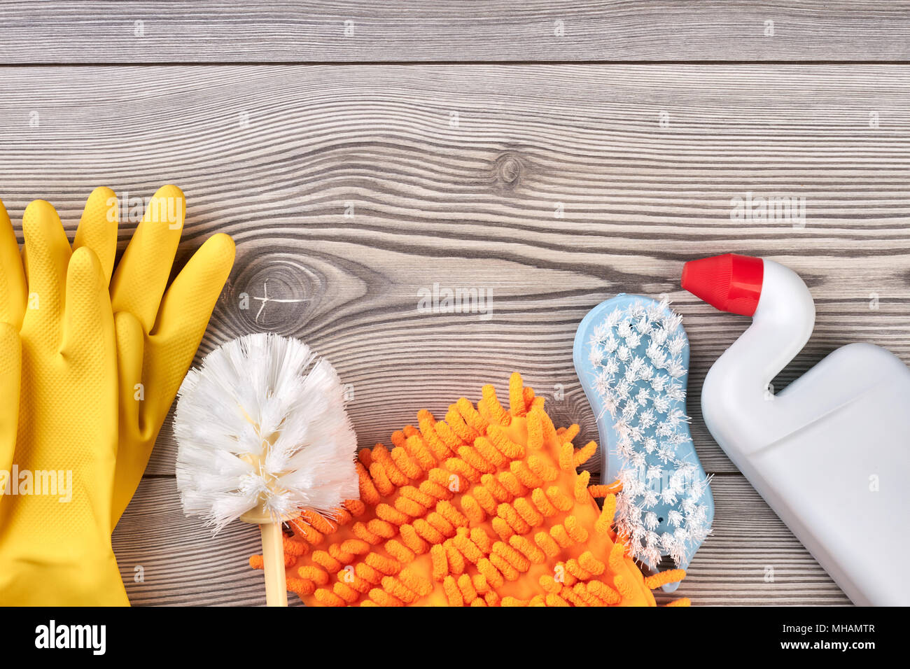 Various cleaning objects with space on top Stock Photo Alamy