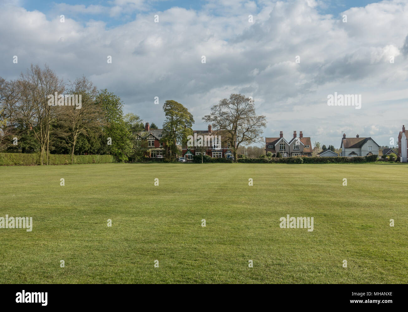 A well kept village cricket pitch in St Georges's Telford Shropshire Stock Photo