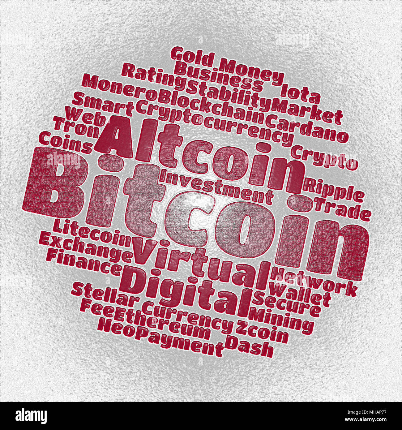 Bitcoin wordcloud concept on white background Stock Photo