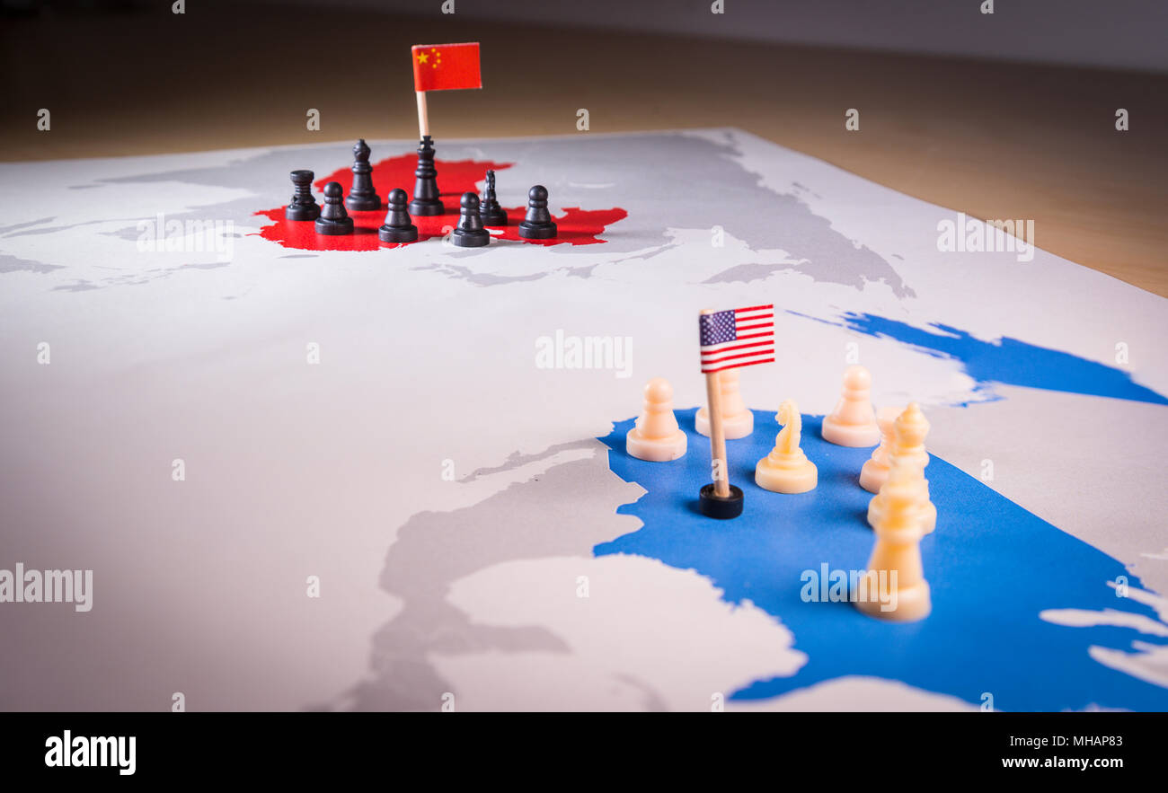 USA and China trade war concept Stock Photo