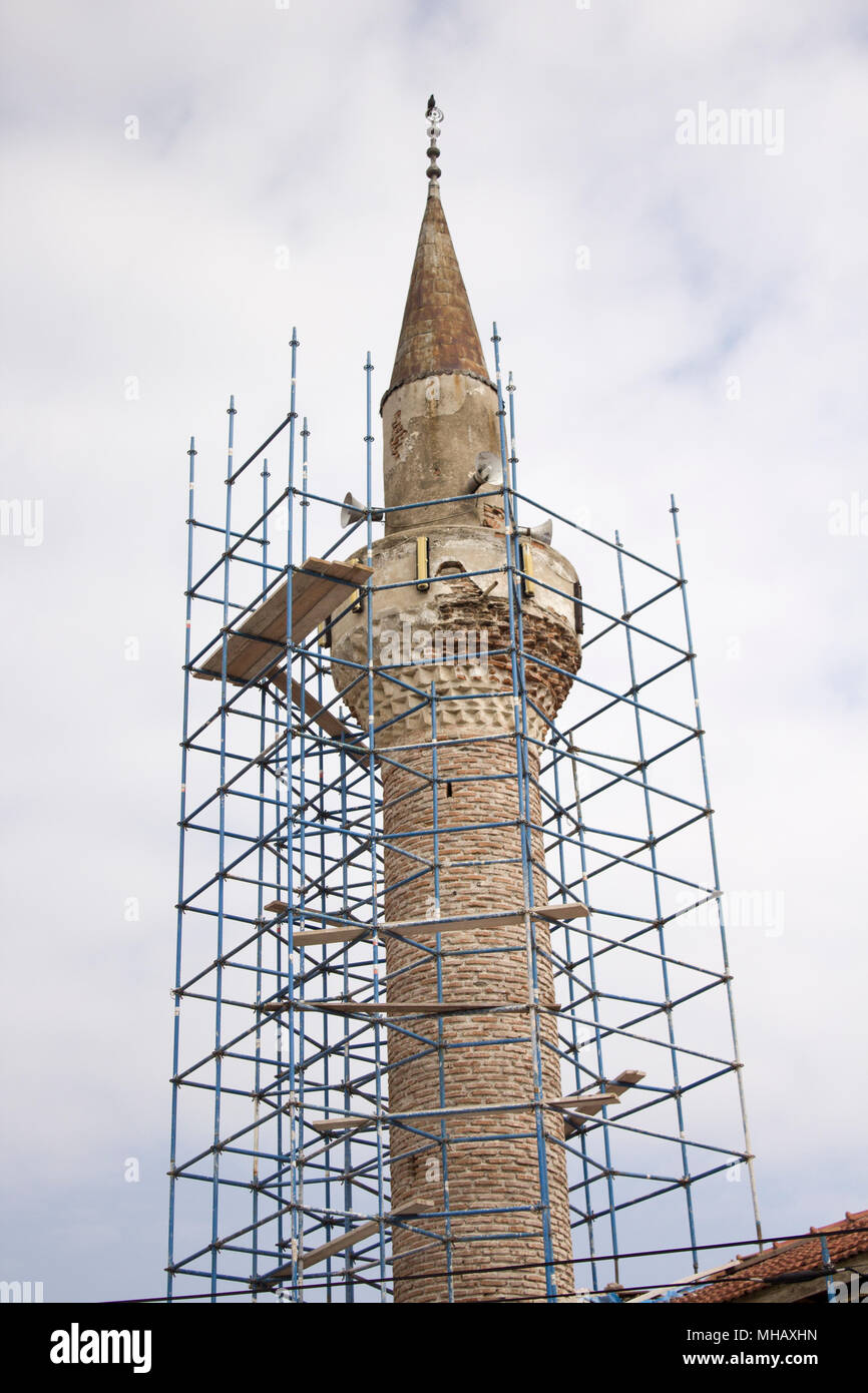 restoration of a mosque tower Stock Photo