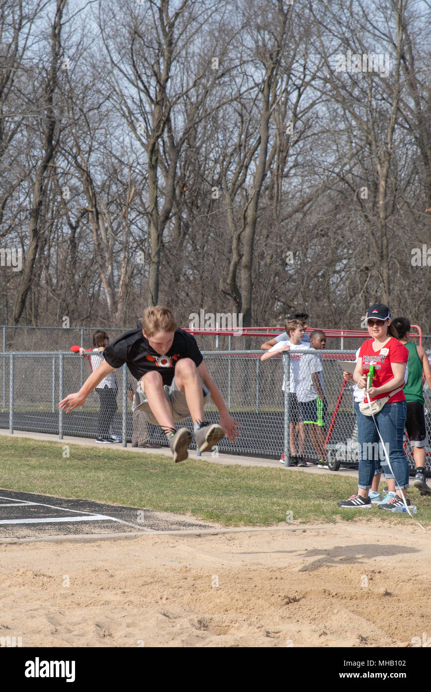 Middle school youth participate in a track and field meet at Middleton
