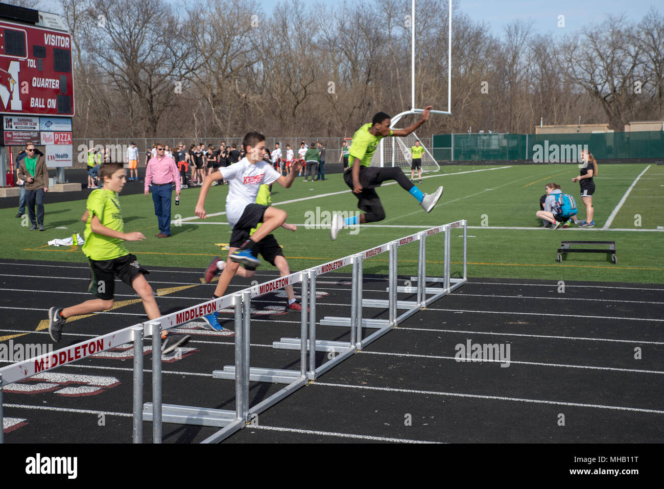 Middle school youth participate in a track and field meet at Middleton