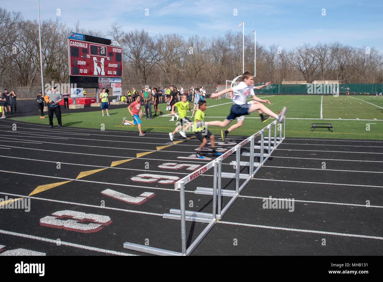 Middle school youth participate in a track and field meet at Middleton