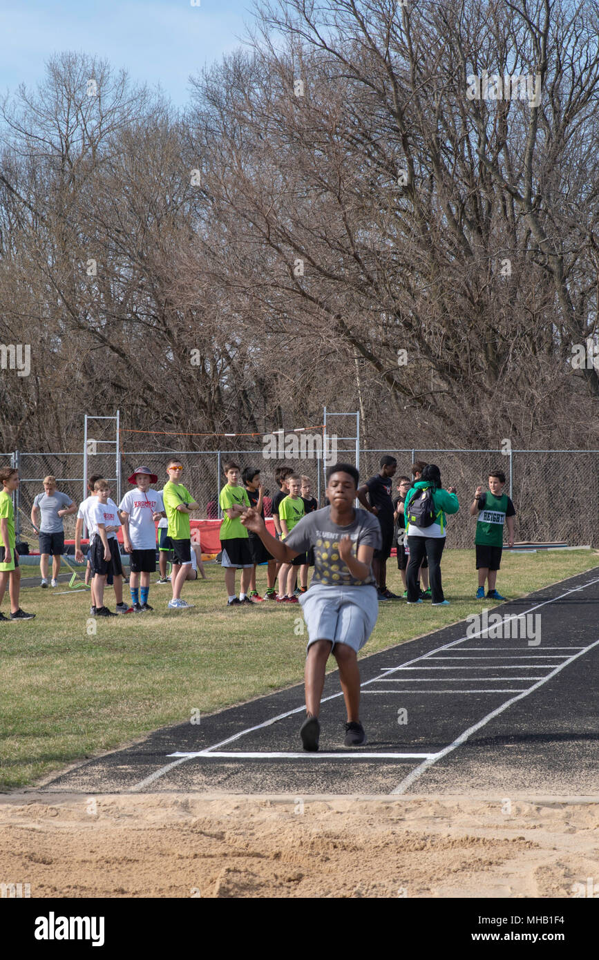 Middle school youth participate in a track and field meet at Middleton
