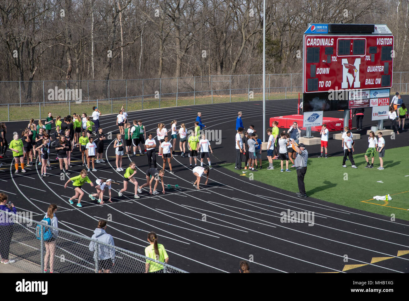 Middle school youth participate in a track and field meet at Middleton