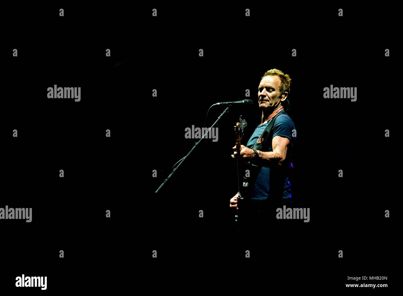 Sting performing live in Portugal @ MEO Marés Vivas Summer Festival in 2017 Stock Photo