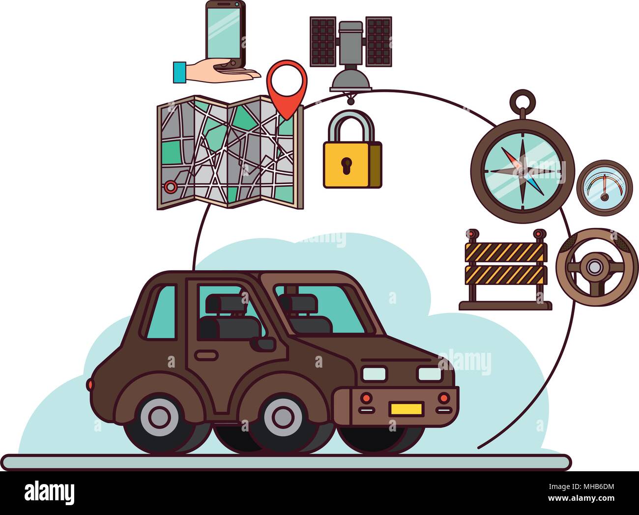isometric car with gps service icons Stock Vector Image & Art - Alamy