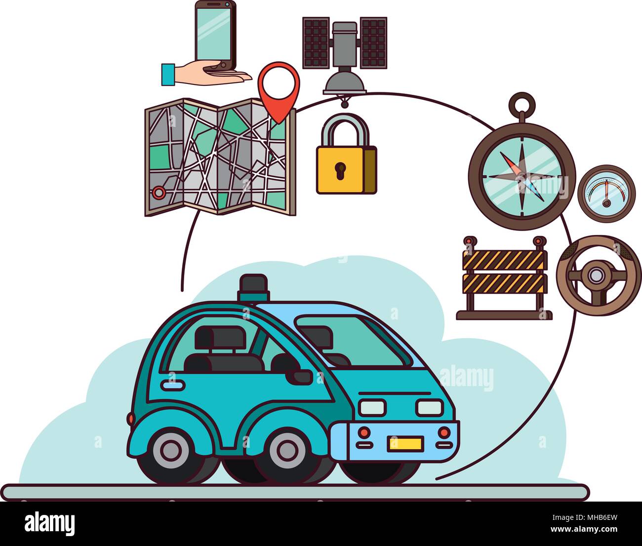 isometric car with gps service icons Stock Vector Image & Art - Alamy
