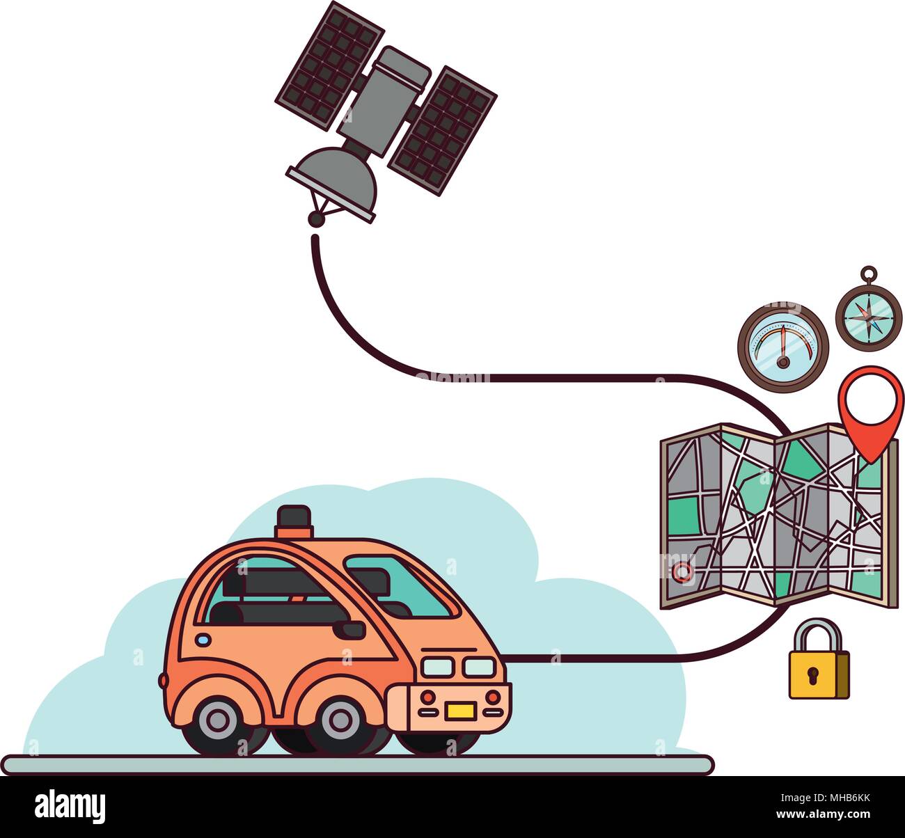 isometric car with gps service icons Stock Vector Image & Art - Alamy