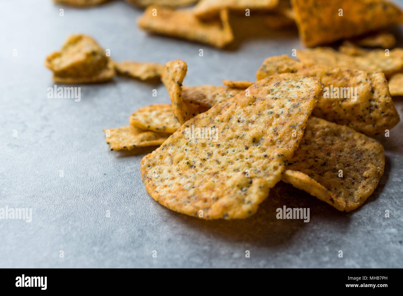 Triangle Corn Chips with Poppy Seeds. Turkish Snackers Stock Photo Alamy