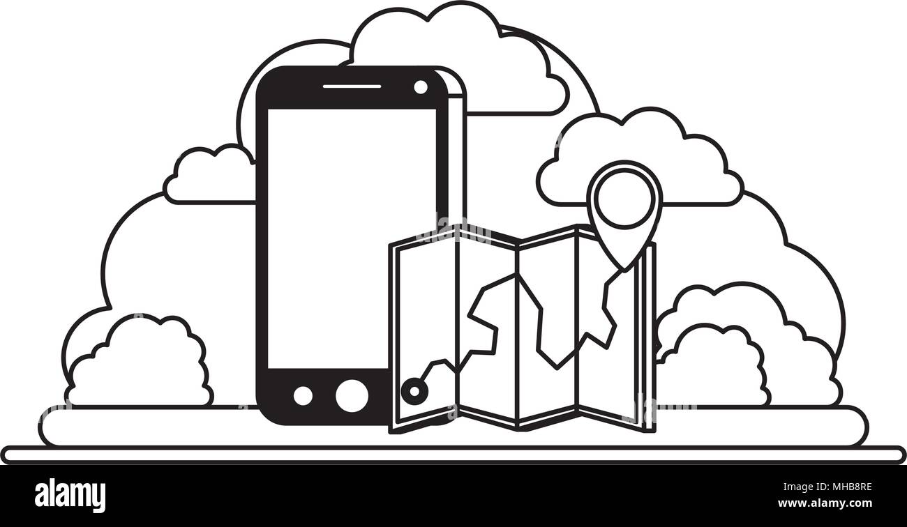 isometric smartphone with gps app in landscape Stock Vector Image & Art ...