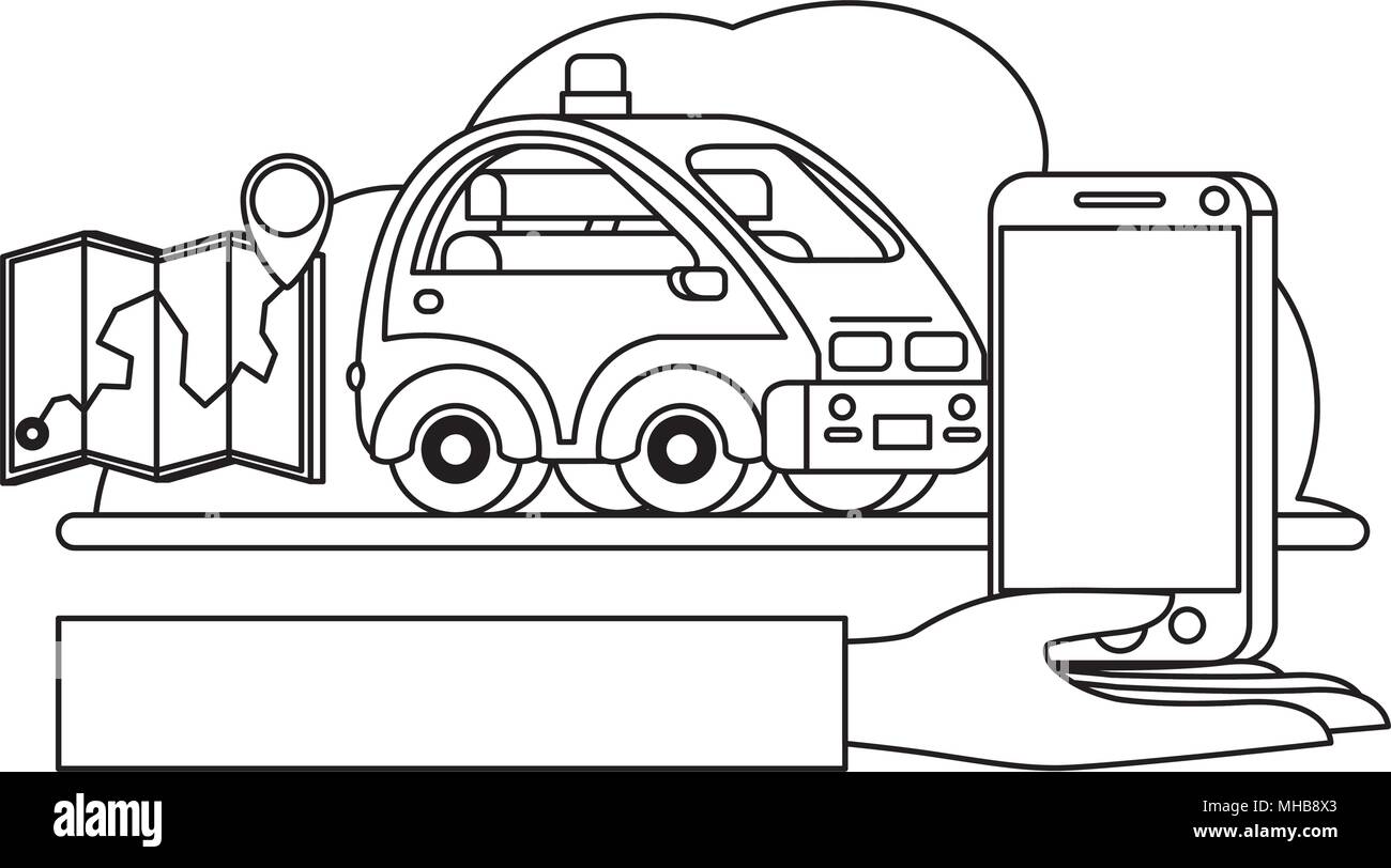 isometric car and smartphone with gps application Stock Vector Image ...