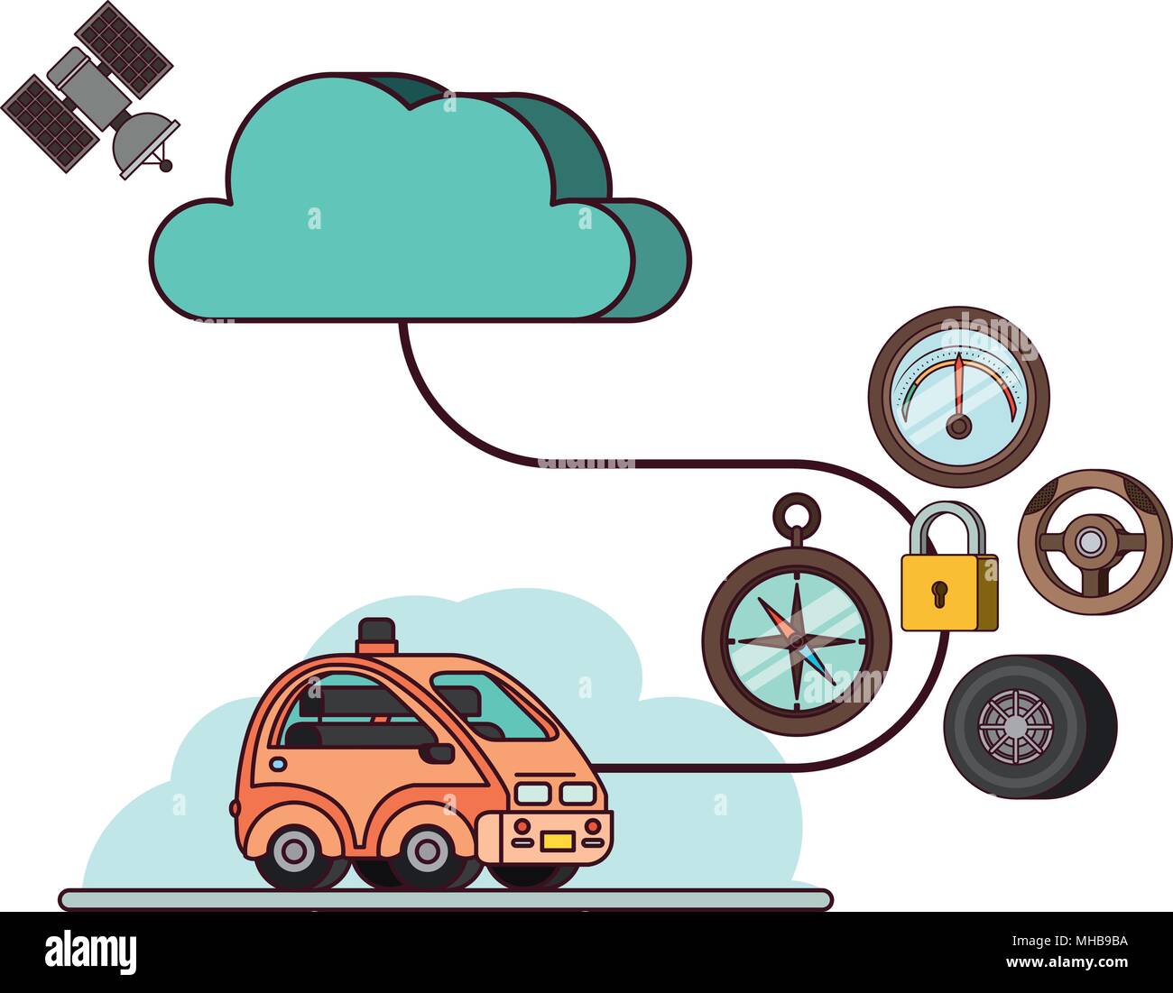 isometric car with gps service icons Stock Vector Image & Art - Alamy